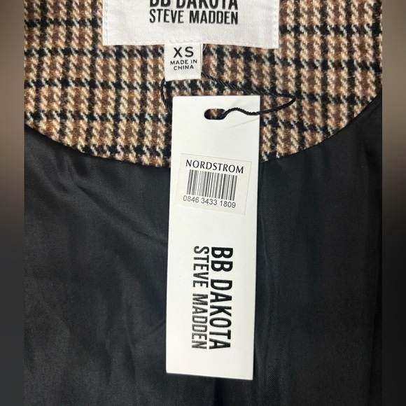 BB Dakota Patchwork Plaid Blazer Mixed Brown Black Plaid Jacket XS New With Tags - Picture 8 of 10